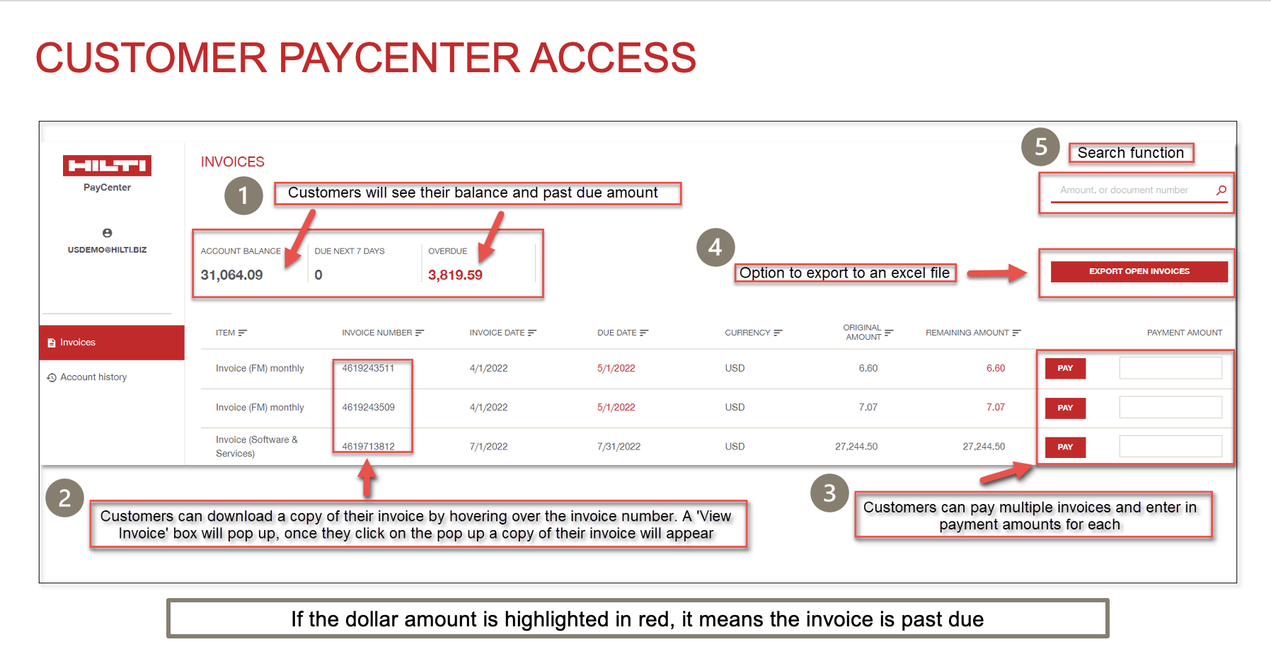 PayCenter view